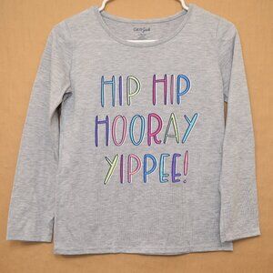 Cat & Jack Girls' Long Sleeve Gray Graphic T-Shirt -Size L (10/12)